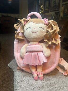 Pink Plush Ballerina Doll Kids Backpack